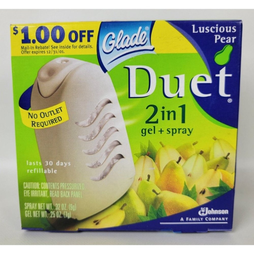 NOS Glade Duet 2 in 1 Gel & Spray Air Freshener Luscious Pear‎